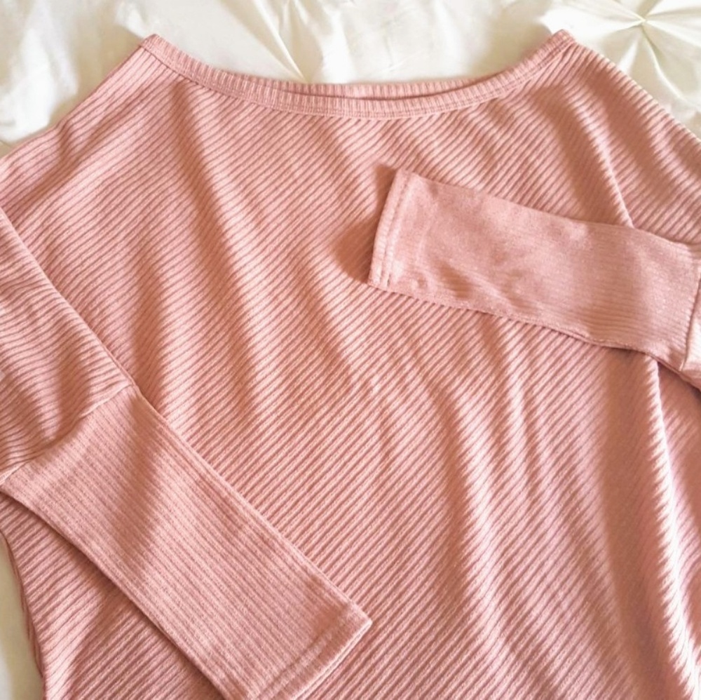 New Pink Slouchy Shoulder Oversized Batwing Top - Picture 2 of 7